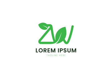 Fototapeta premium Minimalist green leaf logo design for nature inspired brands and businesses
