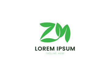 Obraz premium Modern minimalist green zm logo design concept for organic brands with abstract leaf elements