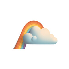 Colorful Rainbow Arching Over Fluffy Cloud Against a Dark Background