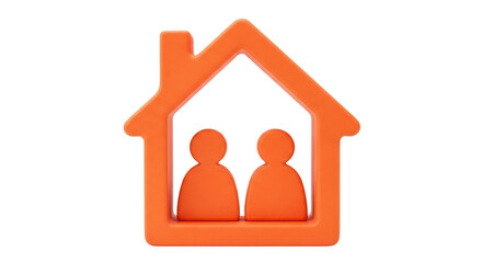 Isolated symbolic house figure with two people represents couple at home, real estate