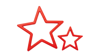 Isolated Pair of Red Star Shaped Frames, Outlines, Ornaments, Decorations, Icon Graphics