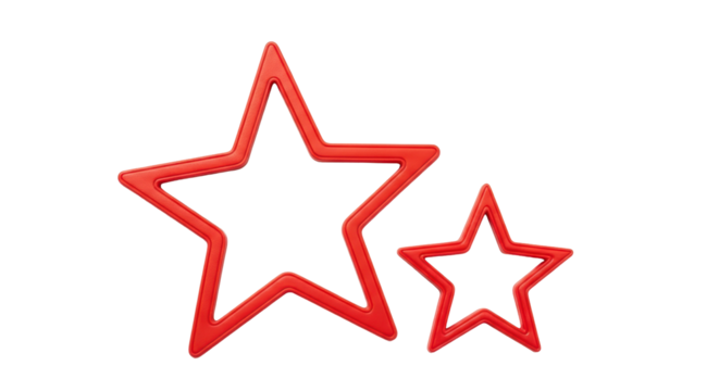 Isolated Pair of Red Star Shaped Frames, Outlines, Ornaments, Decorations, Icon Graphics