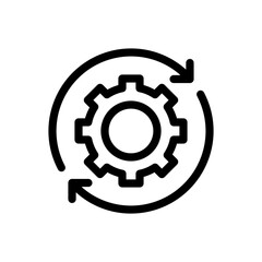 gear encircled by arrows indicating rotation or a continuous process. Suitable for use in designs related to mechanics, engineering, technology, or any cyclical process