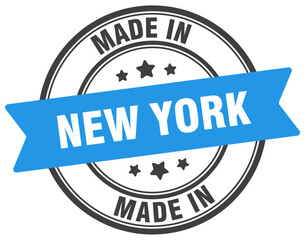 Made in New York round sign. Made in New York stamp.