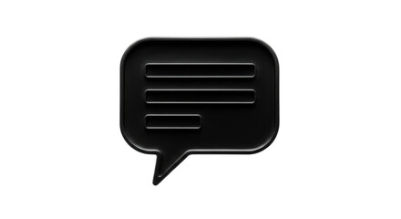 Isolated blank dark message bubble, chat balloon, text icon, or speech shape illustration