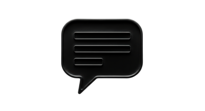Isolated blank dark message bubble, chat balloon, text icon, or speech shape illustration