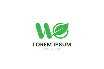 Modern green letter w logo design with leaf symbol fresh eco business identity