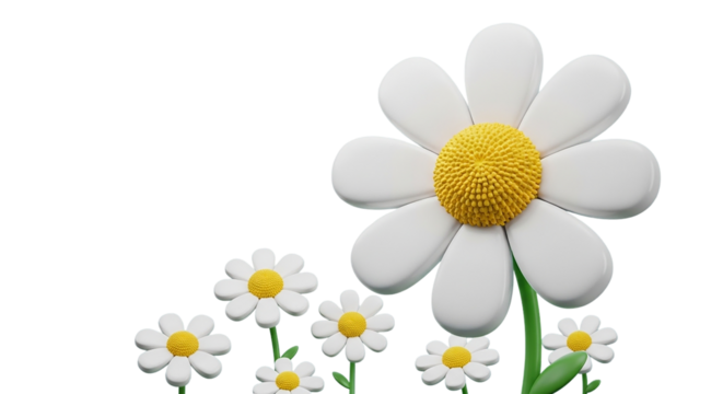 A cheerful gathering of daisy flowers big and small blooming brightly in springtime and on transparent background - Powered by Adobe