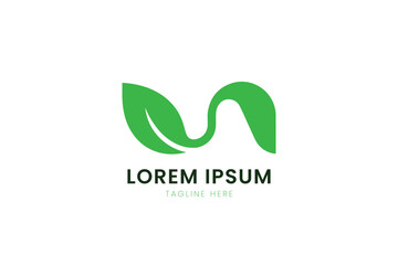 Fototapeta premium Minimalist green leaf logo design abstract nature organic symbol modern branding