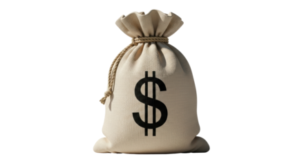 Isolated money bag illustration of a burlap sack tied shut with a dollar sign on the front