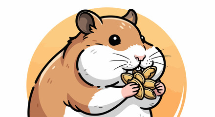 Adorable hamster with sunflower seeds enjoys this tasty treat. Close-up on cute hamster munching sunflower seeds, cheeks full, creating endearing scene.