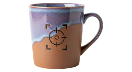 Isolated coffee mug with a target reticle design for a great morning caffeine boost
