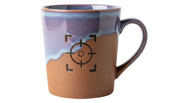 Isolated coffee mug with a target reticle design for a great morning caffeine boost