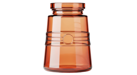 Isolated amber glass jar, kitchen storage container, modern canister for coffee, tea, spices