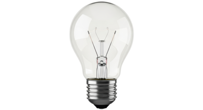 Isolated light bulb, glass incandescent lamp with tungsten filament, energy and illumination