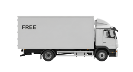 Isolated Delivery Van Side View, Commercial Transportation Vehicle, Box Truck, Cargo Freight