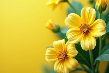 Fototapeta premium Close-up, yellow paint lid, delicate flower design, elegant, minimal, photography