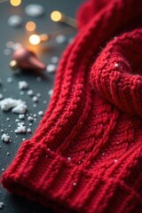 Cozy red knit texture, festive winter background, winter holiday, design, christmas design