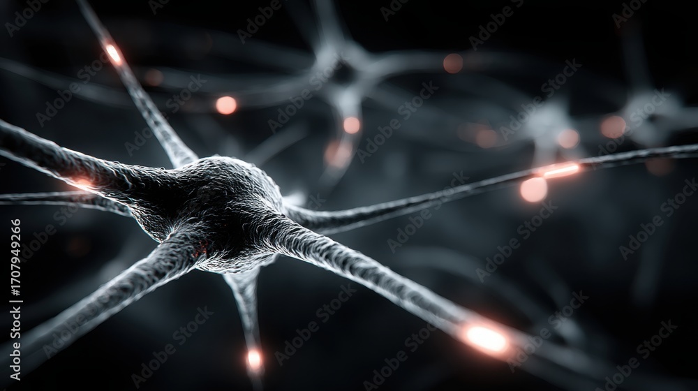Poster neurons and nerve cells illustrating neural evolution and artificial intelligence guided tone shifti