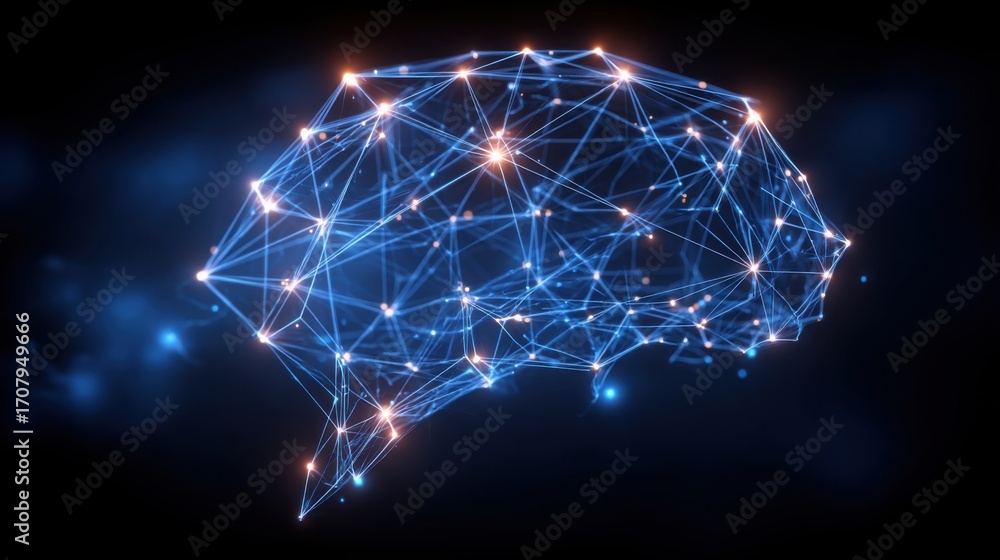 Aufkleber complex visualization of a brain with connected lines representing brain-inspired capital solutions 