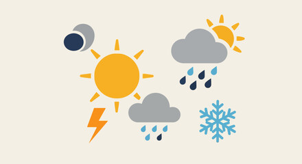 Set of Various Weather Condition Symbols Illustration.