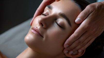 Calm face massage, spa therapy, skincare, beauty, serene