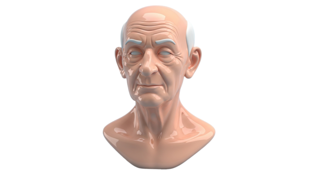 A sculpted bust of an old man reflecting a life of wisdom and quiet contemplation in subtle on transparent background - Powered by Adobe
