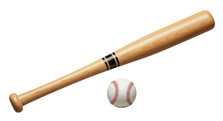 Isolated baseball bat and ball together for sport or leisure team-building activity practice