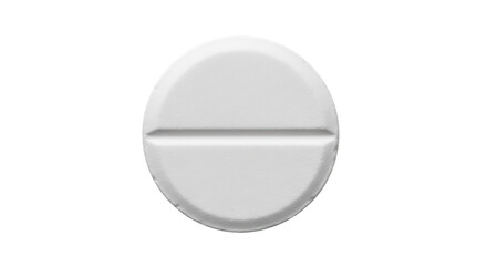 Isolated round white pill with score line, pharmaceutical medication for health care