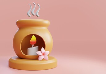 aromatherapy 3d illustration banner with pink background