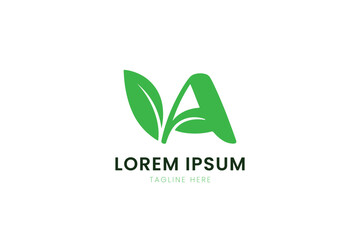 Minimalist green letter a logo with leaf design representing nature and growth