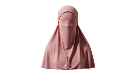 Isolated Islamic women's prayer garment with full face covering against blank space