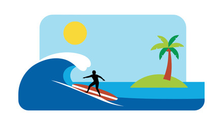 Surfer riding a large ocean wave with a surfboard.