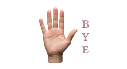 Isolated human hand signaling good bye, expressing farewell, ending relationship with gesture