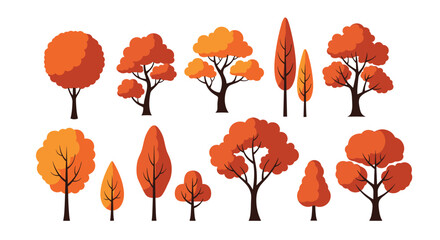 Obraz premium Collection of Autumn Trees in Various Shapes and Sizes.