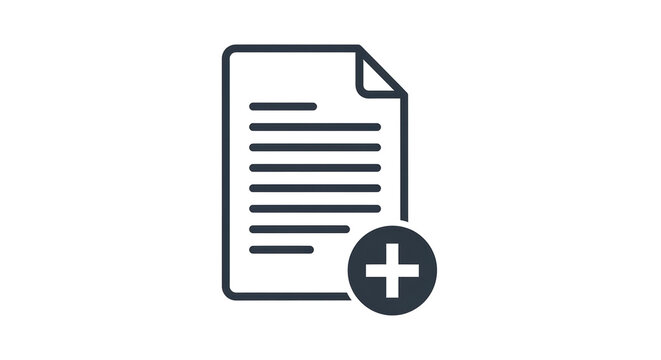 Isolated graphic illustration of file or document icon with plus sign for new file design