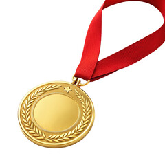 gold shiny first place medal with red ribbon band gold medal first place medal with red ribbon golden medal transparent background image
