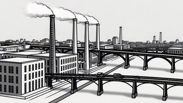 Industrial landscape illustration