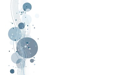 Abstract Blue Bubbles  Lines on White Background with Creative Design Element.