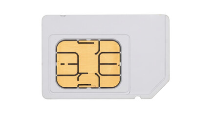 Isolated new nano SIM card used in modern cellular phones, for telecommunications © Claudia