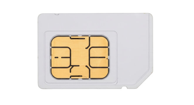 Isolated new nano SIM card used in modern cellular phones, for telecommunications