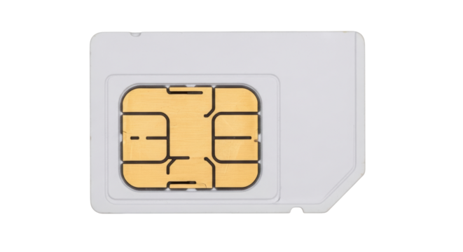 Isolated new nano SIM card used in modern cellular phones, for telecommunications