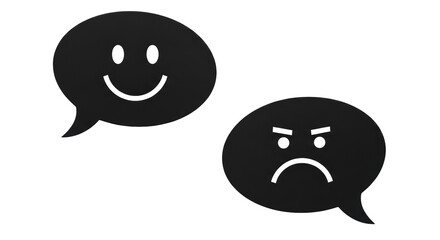 Isolated speech bubbles illustrating positive and negative emotional response, chat icons