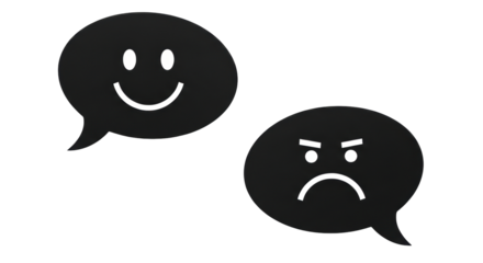 Isolated speech bubbles illustrating positive and negative emotional response, chat icons