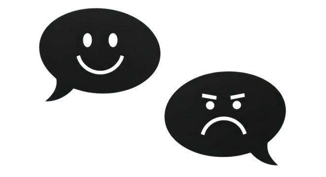 Isolated speech bubbles illustrating positive and negative emotional response, chat icons
