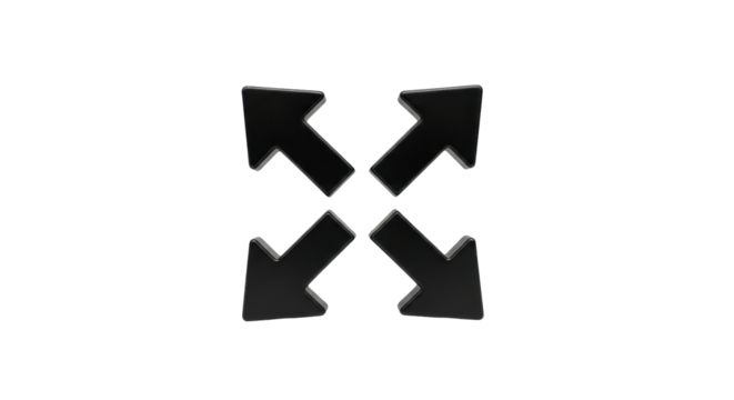 Isolated Arrows pointing in all four directions, expanding, showing all directions symbol
