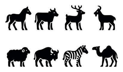 Fototapeta premium Hoofed Animal Icons