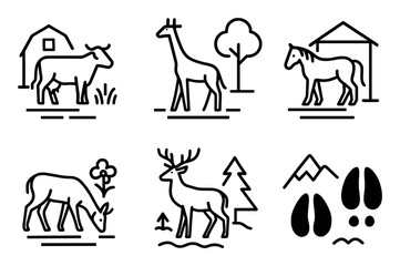 Fototapeta premium Hoofed Animal Icons