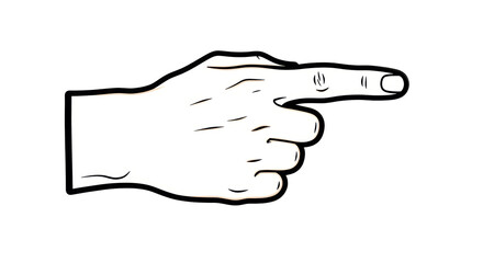 Isolated index finger hand gesture, pointer or gesturing symbol and sign, direction concept