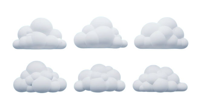 Whispering dreams on fluffy white clouds floating gently across a midnight sky bringing on transparent background